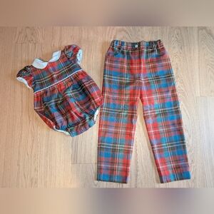 Sal E Pimienta Plaid Baby Bubble and Sibling Chinos Bundle